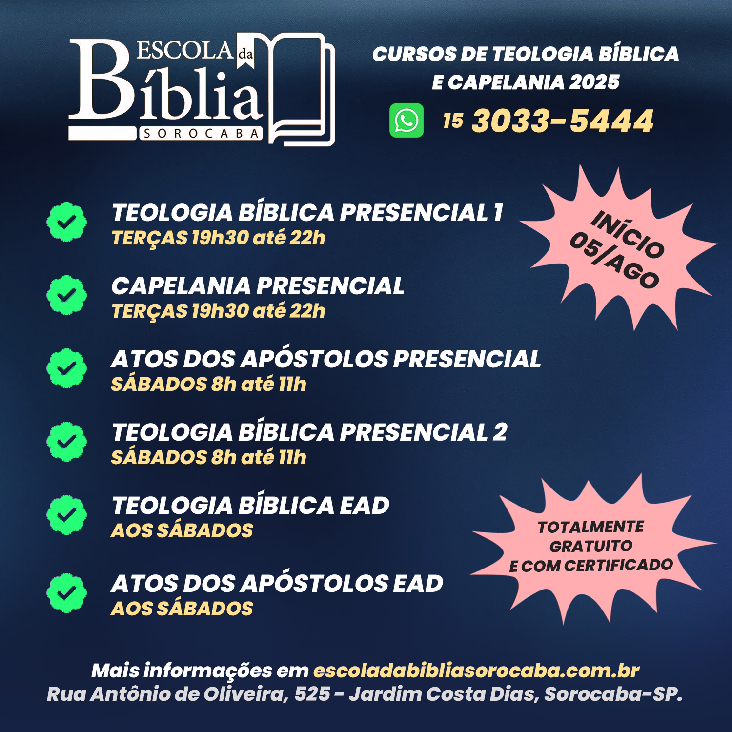 Cursos de Teologia Bíblica e Capelania